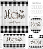 Black & White Rustic Bathroom Set – Shower Curtain with Matching Rugs & Toilet Mat