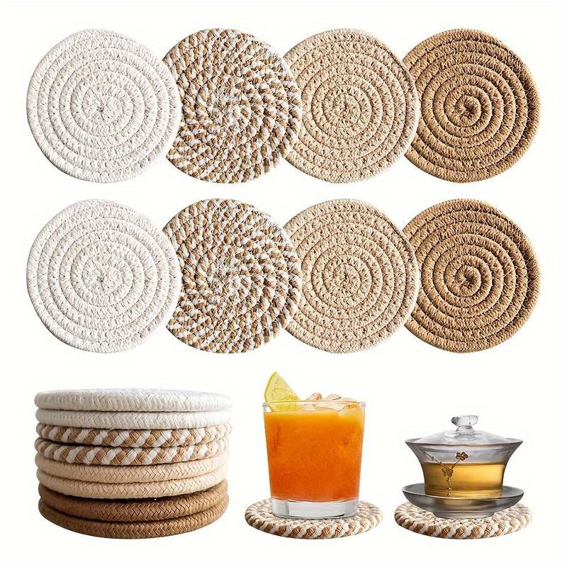 Round Coaster, 8 Counts/set Non-woven Absorbent Coaster, Household Placemat for Coffee Table, Home Decor, Gift Ideas