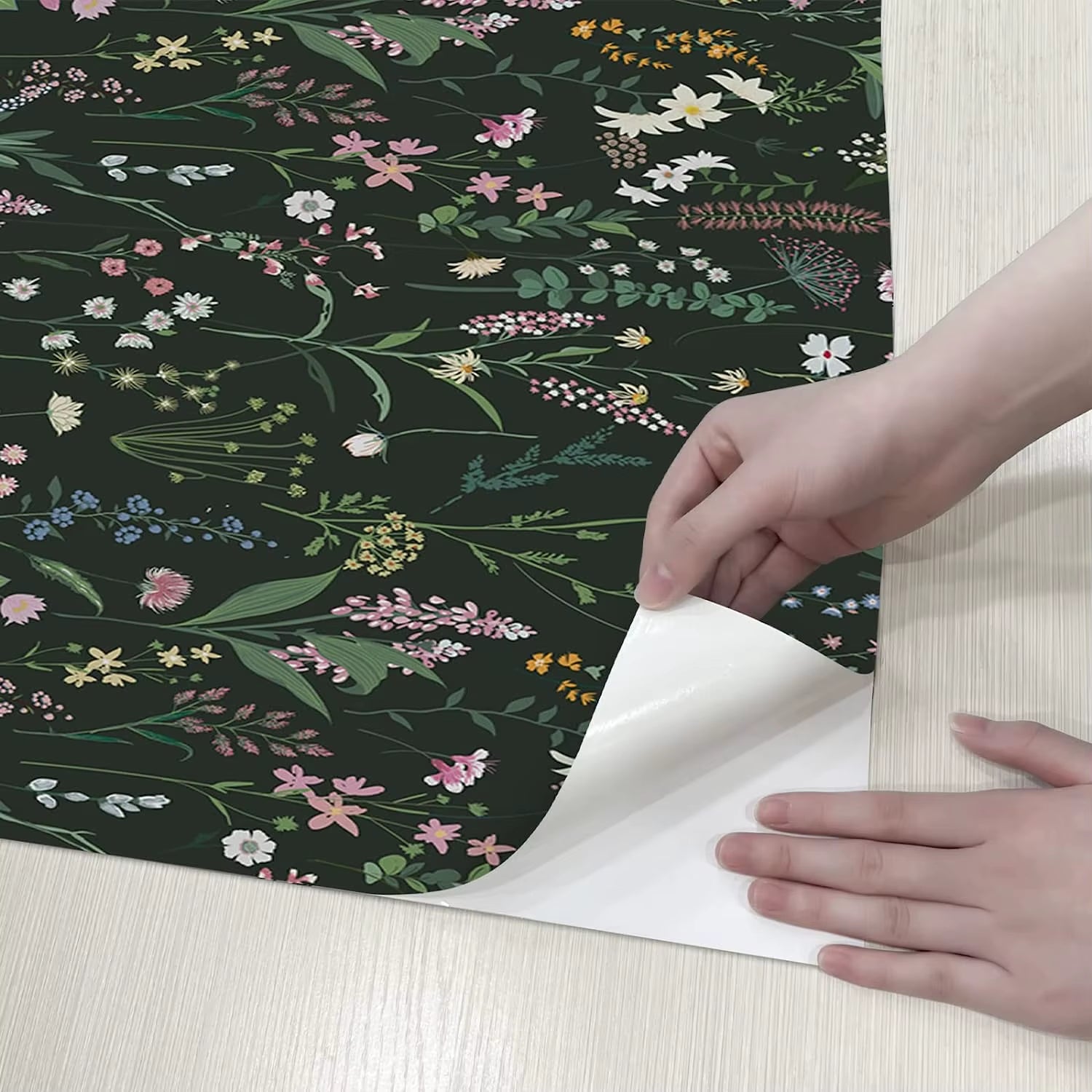Floral Peel and Stick Wallpaper Vinyl Wallpaper Watercolor Flower Peel and Stick Wallpaper for Kitchen Cabinet Furniture