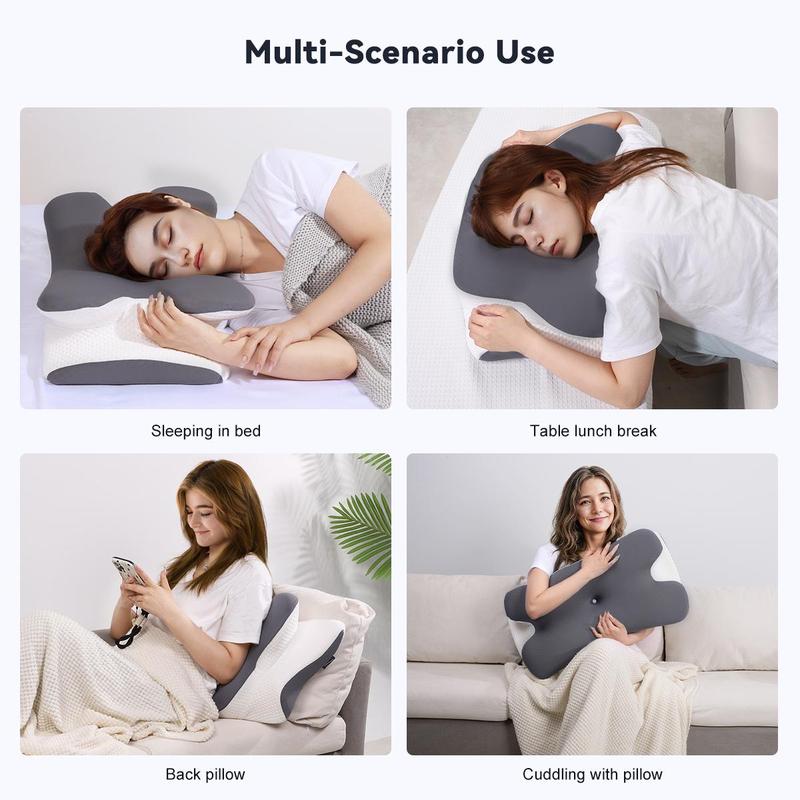 VIPfree Cervical Support Pillow - Adjustable Ergonomic Memory Foam with Breathable Removable Pillowcase & Free Gift - OEKO-TEX Certified Quality Sleep Solution
