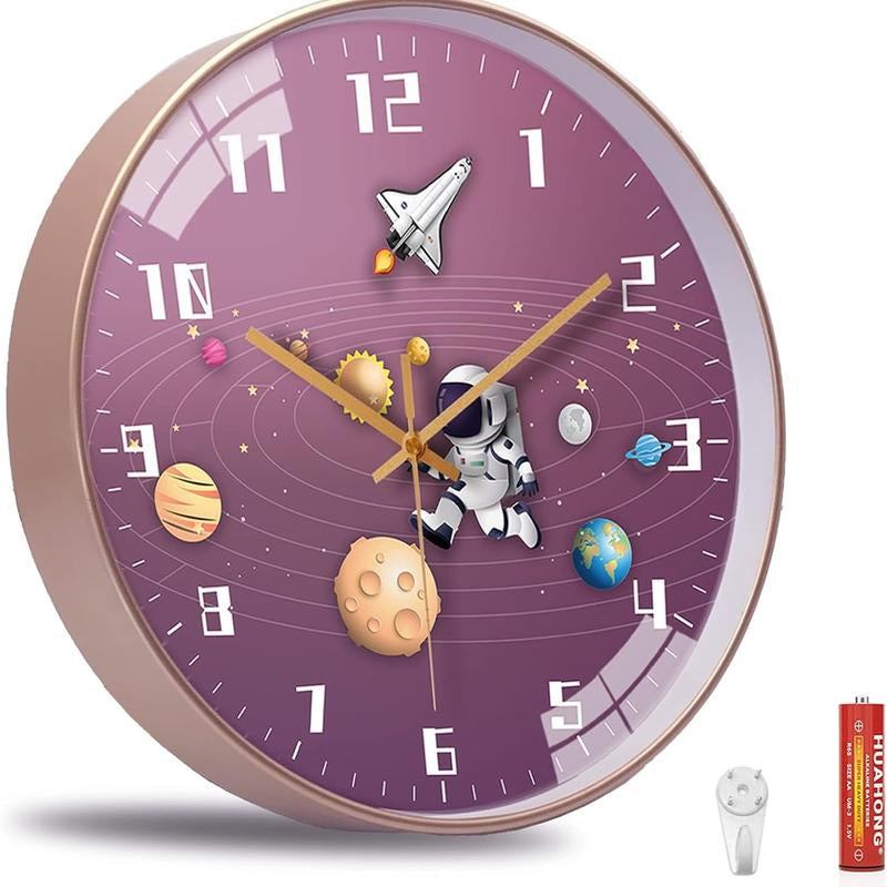 Children’s Room, Silent Wall Clock, Bedroom, Living Room, Kids Clock, Cartoon Clock, Circular Clock, Creative Clock, Quartz Clock, Elementary School, Non-Ticking Clock