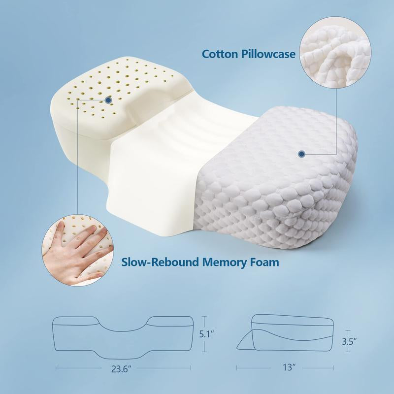 Memory Foam Neck Pillow for Sleeping, Bed Pillows for Side Back Sleepers