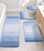Traditional 4 Piece Microfiber Washable Bathroom Rug Set, Grey
