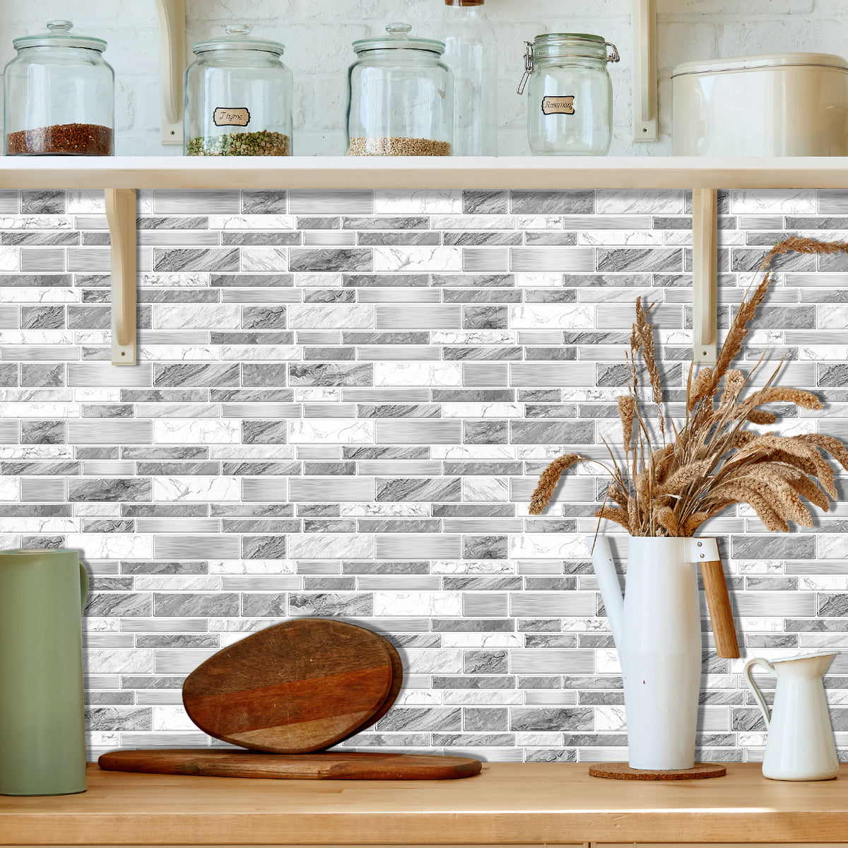 Irregular Shape Modern Grey Marble Pattern Peel And Stick Wallpaper Kitchen Bathroom Tile Stickers