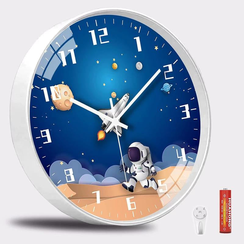 Children’s Room, Silent Wall Clock, Bedroom, Living Room, Kids Clock, Cartoon Clock, Circular Clock, Creative Clock, Quartz Clock, Elementary School, Non-Ticking Clock