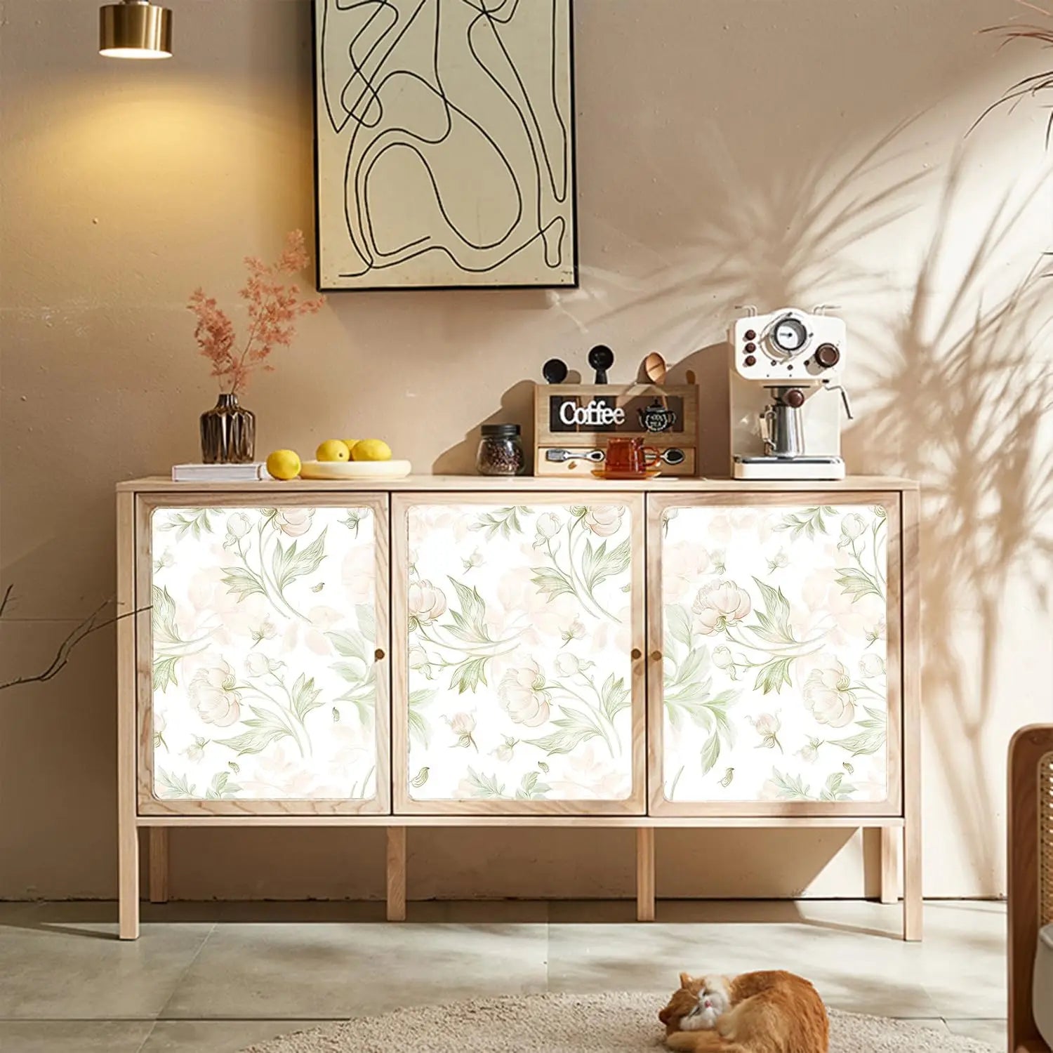 Boho Vintage Floral Light Pink Vinyl Peel and Stick Wallpaper