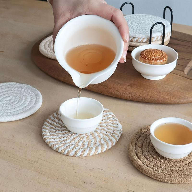 Round Coaster, 8 Counts/set Non-woven Absorbent Coaster, Household Placemat for Coffee Table, Home Decor, Gift Ideas