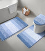 Traditional 4 Piece Microfiber Washable Bathroom Rug Set, Grey