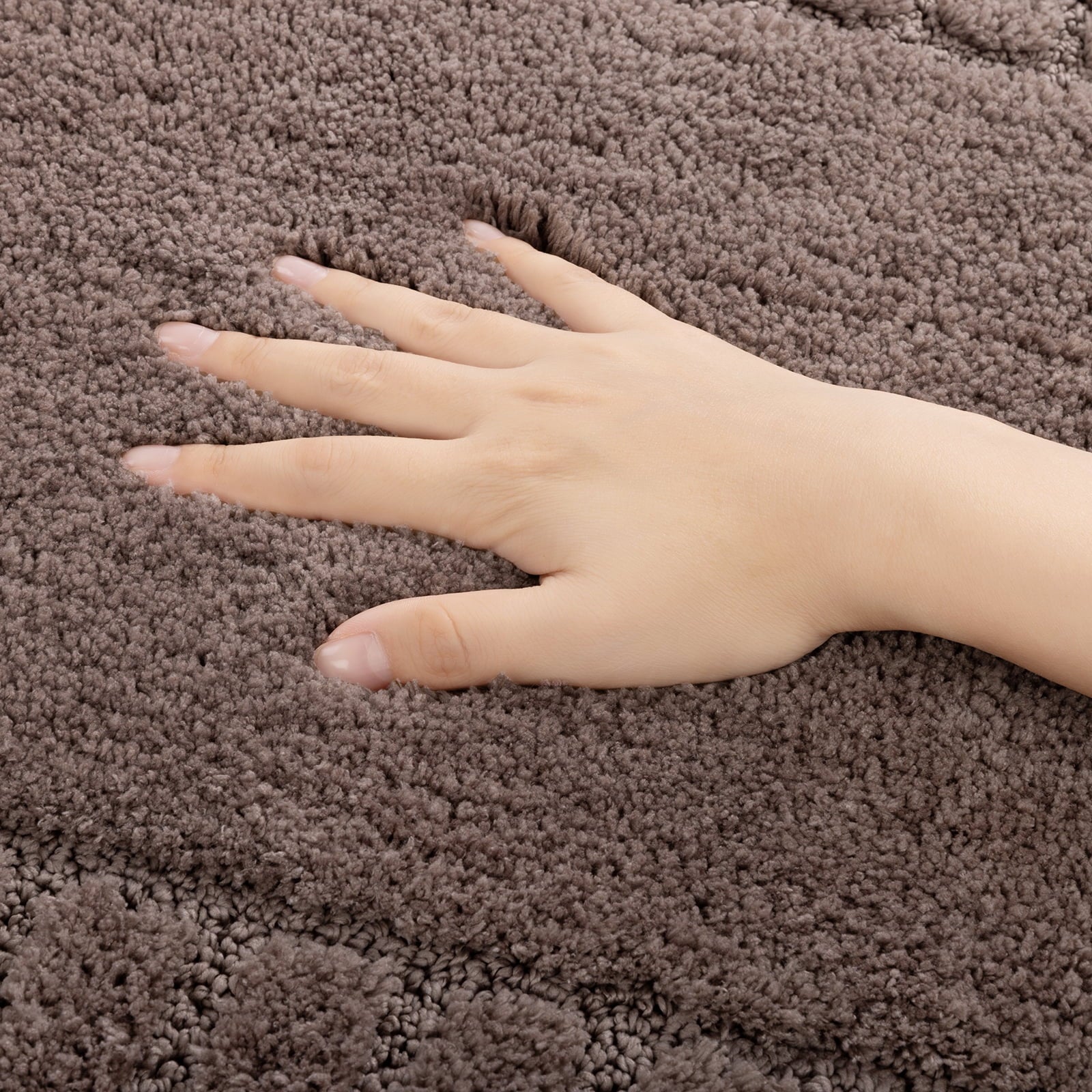 Bathroom Rugs Set of 4 Piece, Bath Mats, Microfiber Non Slip Shaggy Ultra Soft Bathroom Runner with U Shaped Contour Toilet Mat for Bathroom, Shower Inside Floor, Brown