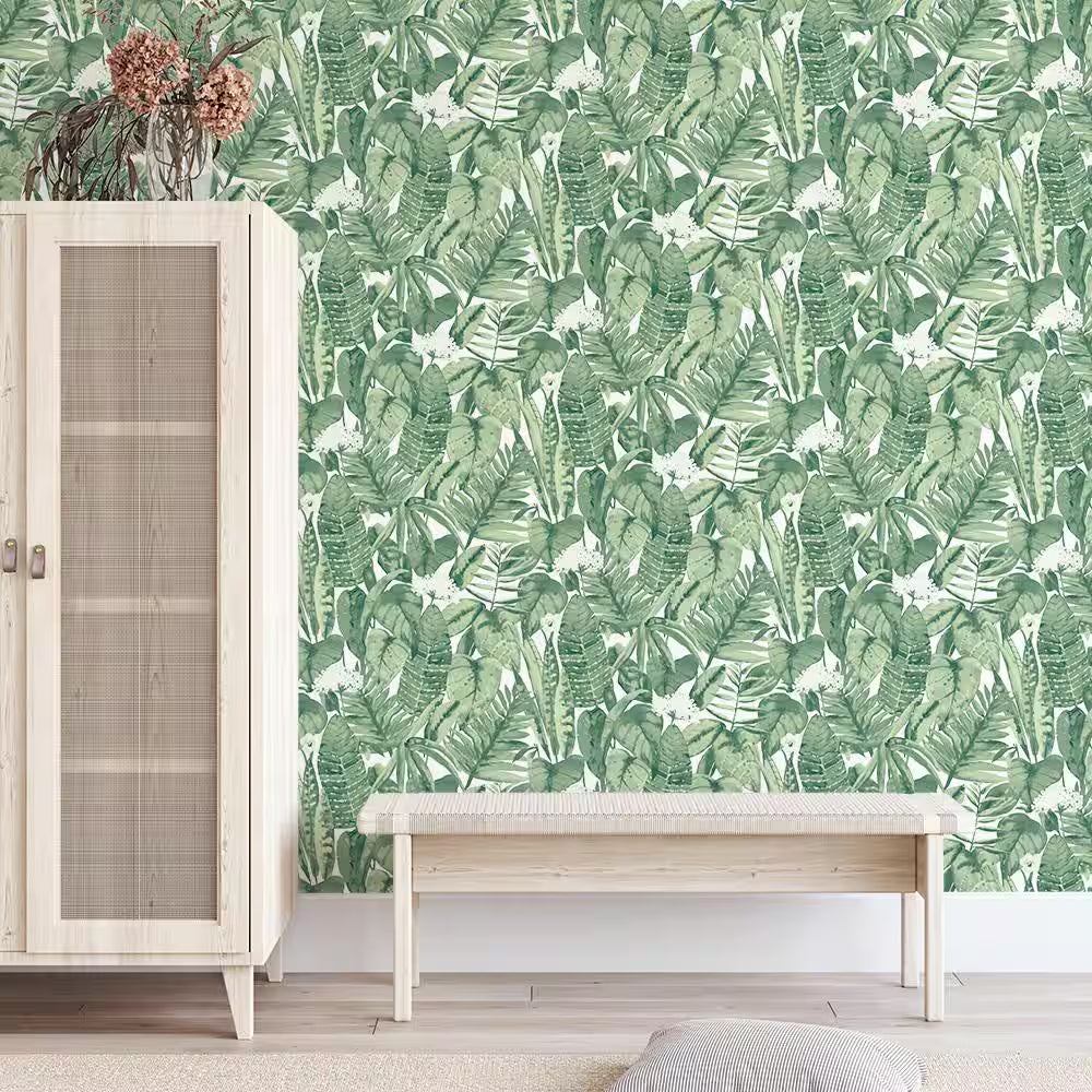 Jungle Green Tropical Vinyl Peel and Stick Wallpaper Roll (Covers 28 Sq. ft.)