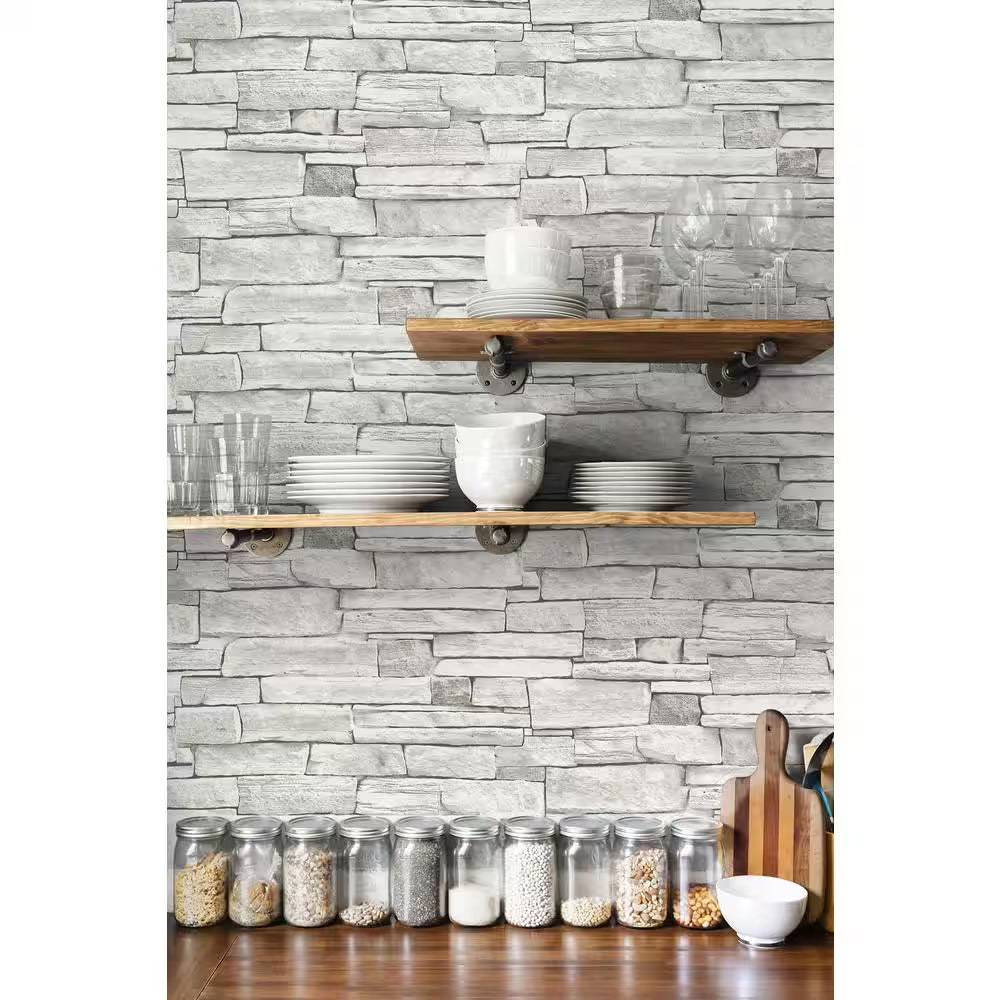 Faux Stacked Stone Peel and Stick Wallpaper Roll