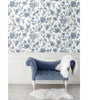 Navy Blue Jasmine Chinoiserie Vinyl Peel and Stick Wallpaper Roll 40.5 sq. ft. 