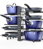 8-Tier Adjustable Pots and Pans Organizer Rack for Cabinets – Metal Kitchen Storage, Cookware and Lid Holder, Stackable Dish Rack for Kitchen Organization