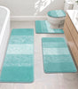 Traditional 4 Piece Microfiber Washable Bathroom Rug Set, Grey