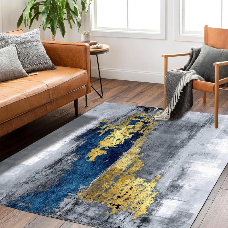 FINOREN Imitation Velvet Carpet  Non Slip Area Rug for Living Room, Entryway, Bedroom, Kitchen and Corridor - Lightweight Mat, Machine Washable Low Pile Rugs