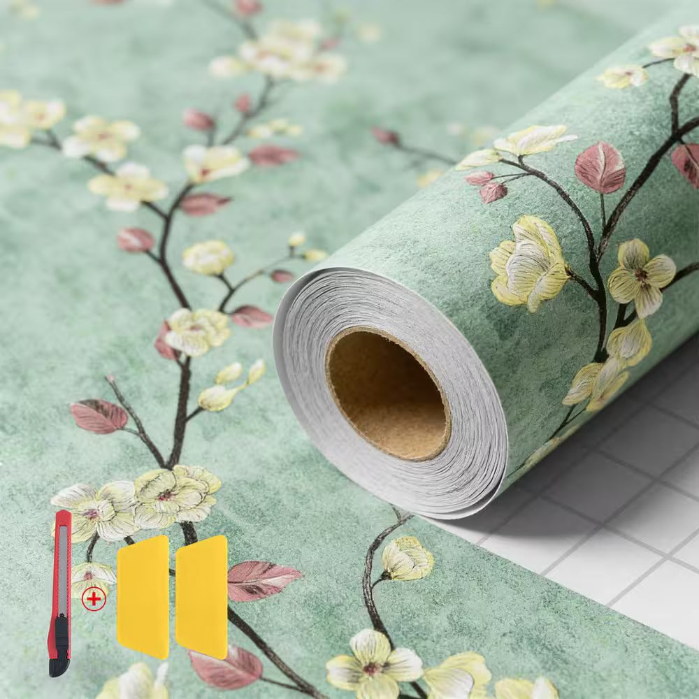 Green Peel and Stick Wallpaper Self Adhesive Wall Paper Removable Wallpaper Roll (2-Roll, 17.7 in. W x 118.11 in. L)
