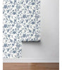 Navy Blue Jasmine Chinoiserie Vinyl Peel and Stick Wallpaper Roll 40.5 sq. ft. 