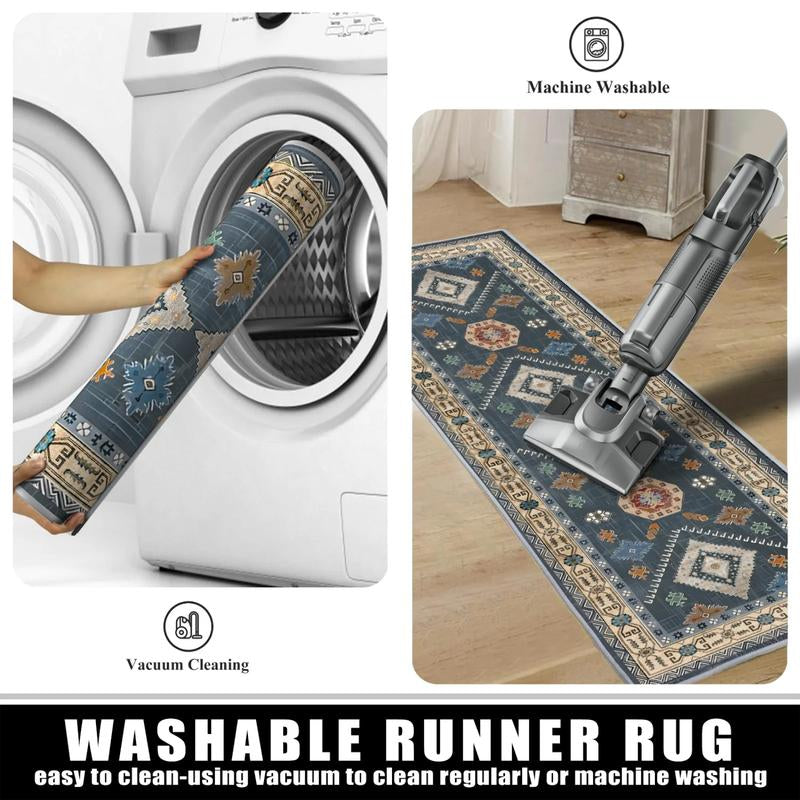 Boho 3-Piece Rug Set – Thick Non-Slip Flannel Mats for Kitchen, Hallway & Laundry