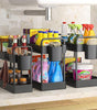 3 Pack Under Sink Organizers And Storage With Dividers,2-Tier Bathroom Organizers and Storage,Kitchen Organization,Cabinet Organizer With Hooks,Hanging Cup,Dividers,Handles