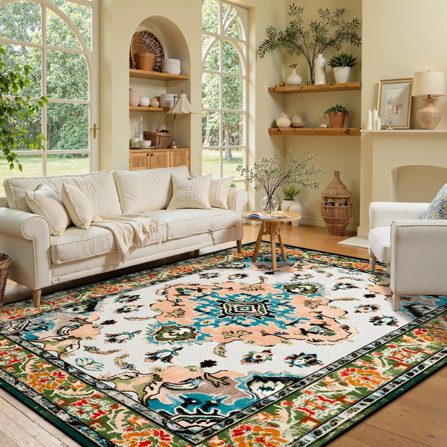 Easy Cleaning Persian Style Carpet for Living Room Retro Home Decoration Aesthetic Lounge Non-slip Rug European Tatami Floor Mat