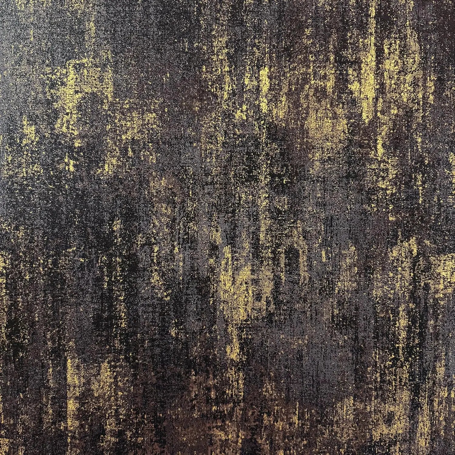 Black Gold Metallic Concrete PVC Peel and Stick Wallpaper