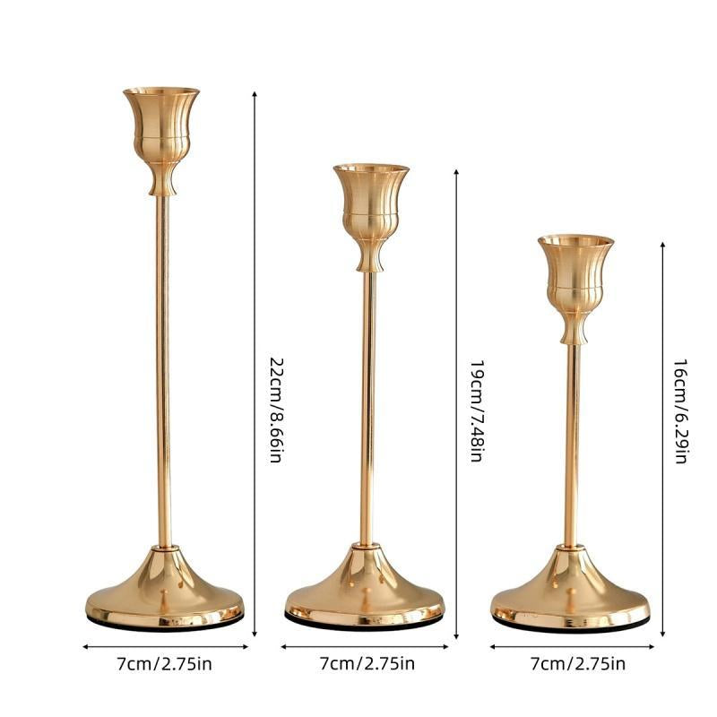 Vintage Candlestick Holder Set – Retro Modern Candle Stands for Table Decor, Weddings, Mantels & Home Styling
