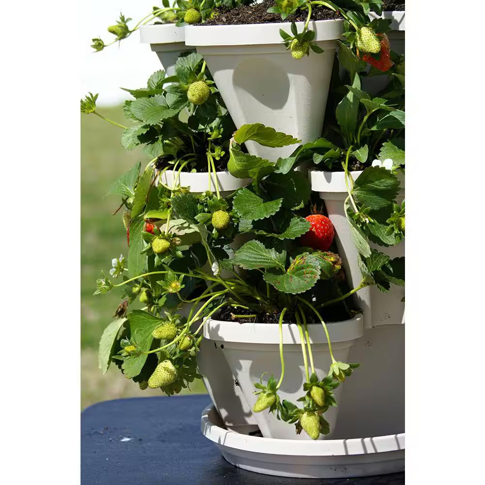 12 in X 5.5 In. Stone Plastic Vertical Stackable Planter (3-Pack)