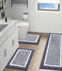 LOKHOM 3-Piece Bathroom Rug Set – Non-Slip, Absorbent Microfiber, Soft Farmhouse Style, Includes U-Shaped Toilet Mat & Shower Rug – Machine Washable