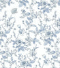 Vintage Blue and White Floral Botanical Vinyl Peel and Stick Wallpaper