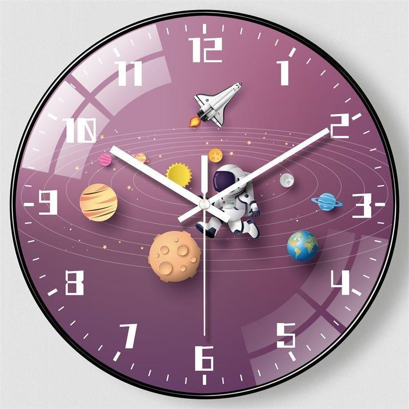 Children’s Room, Silent Wall Clock, Bedroom, Living Room, Kids Clock, Cartoon Clock, Circular Clock, Creative Clock, Quartz Clock, Elementary School, Non-Ticking Clock