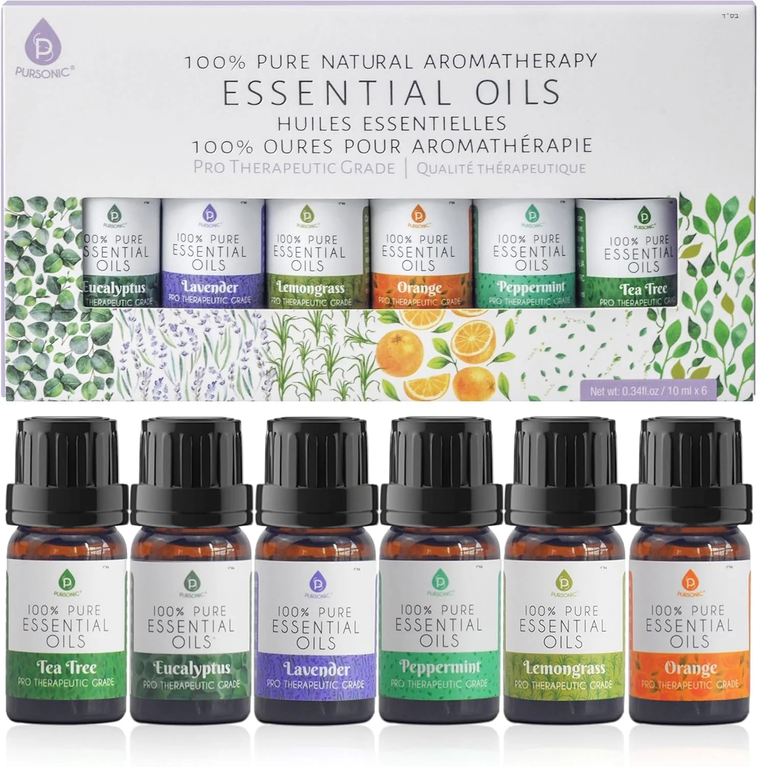 Top 6 Essential Oils Gift Set – 10ml Pure Oils for Diffusers, Humidifiers & Home Aromatherapy