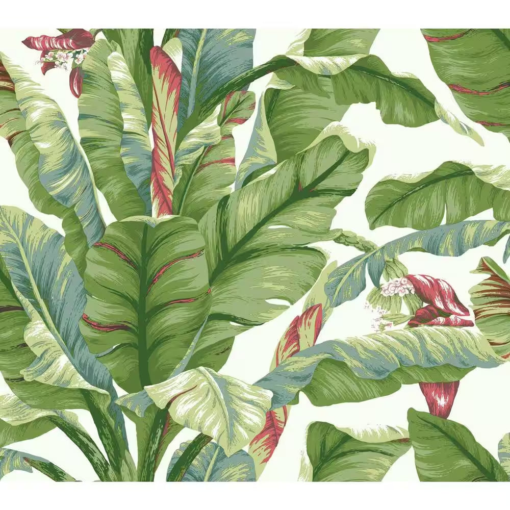 Banana Leaf Blue/Green Premium Peel and Stick Wallpaper Roll (Covers 45 sq. ft.)