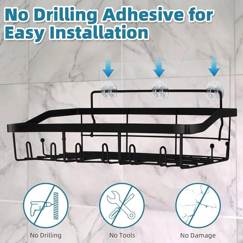 Stainless Steel Shower Caddy 7 Pack Adhesive Shelf Organizers for Bathroom Kitchen Storage