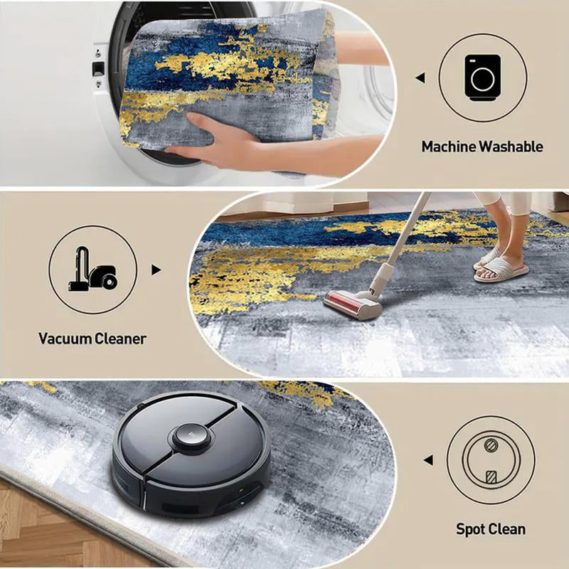 FINOREN Imitation Velvet Carpet  Non Slip Area Rug for Living Room, Entryway, Bedroom, Kitchen and Corridor - Lightweight Mat, Machine Washable Low Pile Rugs