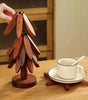 Set of 4pcs Heat-Resistant Tree Design Wooden Trivets, High-Temp Resistant Kitchen Decorative Placemat, Table Mats, Pot Holders & Coasters, Ideal Christmas Gift