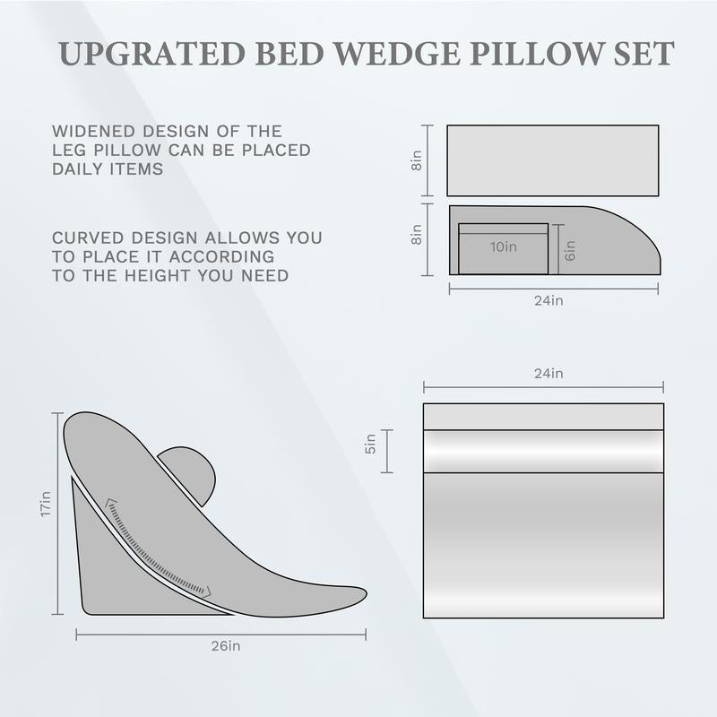 Adjustable Orthopedic Wedge Pillow Set 5pcs for Post Surgery - Ergonomics Foam Body Pillows for Reading, Sleeping, and side sleeper reading pillow