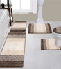 Traditional 4 Piece Microfiber Washable Bathroom Rug Set, Grey