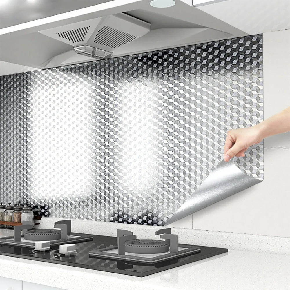 Heat-Resistant Anti-Oil Aluminum Foil Peel and Stick Kitchen Countertop Wallpaper