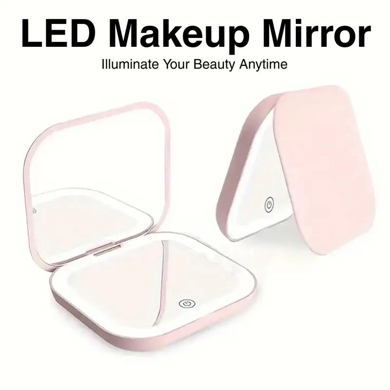 Portable LED Makeup Mirror – Compact Rechargeable Pocket Mirror with Light for Travel & On-the-Go Makeup