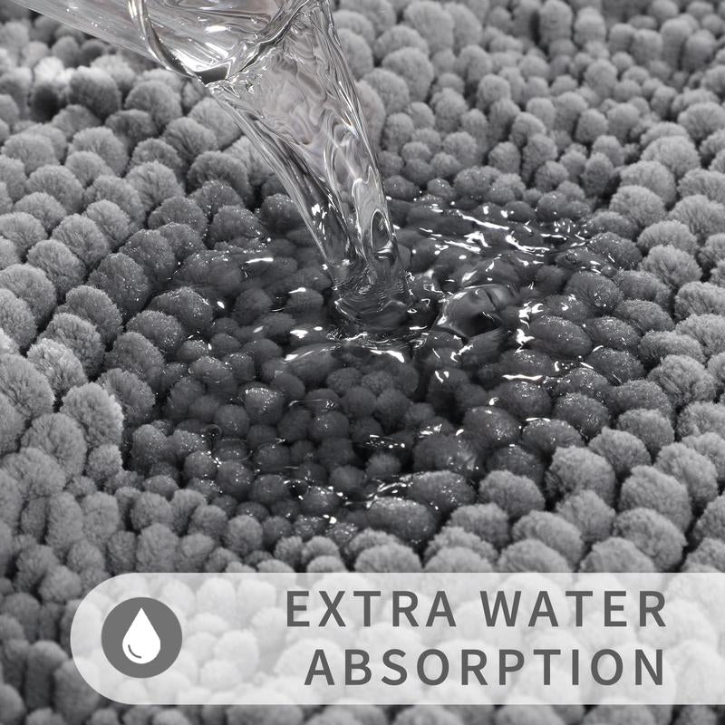 Extra Thick Bathroom Rug Mat – Super Absorbent, Non-Slip, Quick-Dry Luxury Microfiber Chenille Bath Mat, Plush Washable Soft Shower Carpet, 24" × 17"