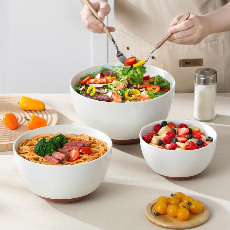 MALACASA Ceramic Large Mixing Bowls, Large Serving Bowls for Cooking, Prepping, Baking, Salad, Soup, Popcorn, Pasta, Nesting Bowls Set of 3, 4.38/2.5/1.44 Qt, Oven, Microwave and Dishwasher Safe Tiktokshopblackfriday