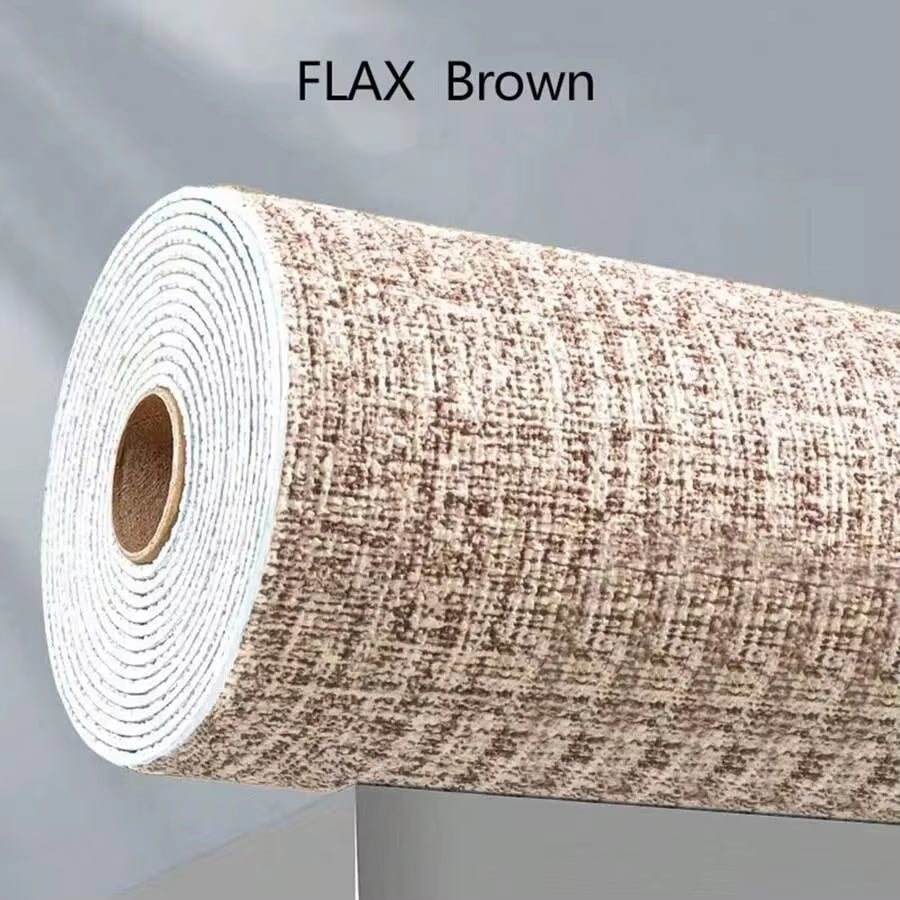 3D Self-Adhesive Linen Wallpaper Continuous Waterproof Wall Stickers Living Room Bedroom Kitchen Cabinet Waterproof Wall Sticker