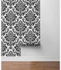 Black and White Damask Vinyl Peel and Stick Wallpaper Roll (Covers 30.75 Sq. Ft.)