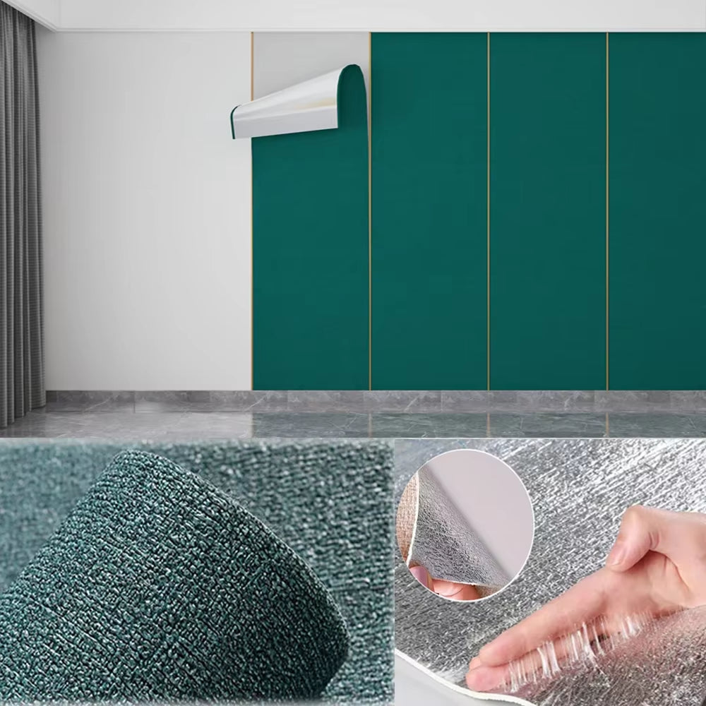 3D Self-Adhesive Linen Wallpaper Continuous Waterproof Wall Stickers Living Room Bedroom Kitchen Cabinet Waterproof Wall Sticker