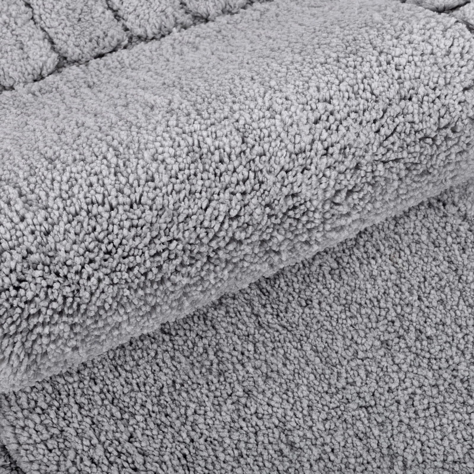 Bathroom Rugs Set of 4 Piece, Bath Mats, Microfiber Non Slip Shaggy Ultra Soft Bathroom Runner with U Shaped Contour Toilet Mat for Bathroom, Shower Inside Floor, Gray