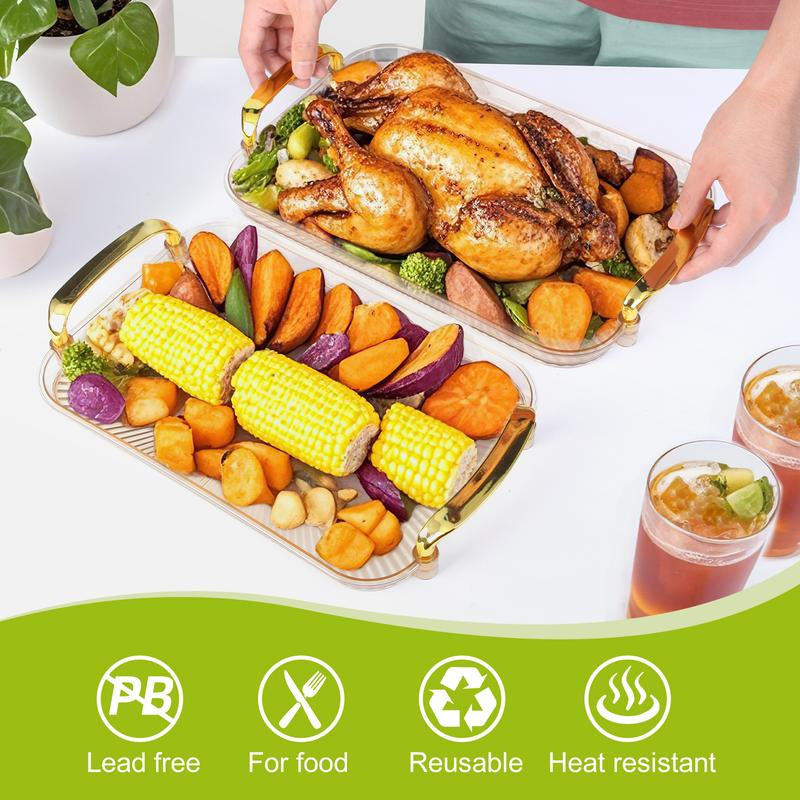 Set of 3 Plastic Serving Trays – Multi-Purpose Food Platters for Vegetables, Fruits, Snacks, Desserts, Cheese, and Party Displays – Ideal for Holidays, Gatherings & Thanksgiving