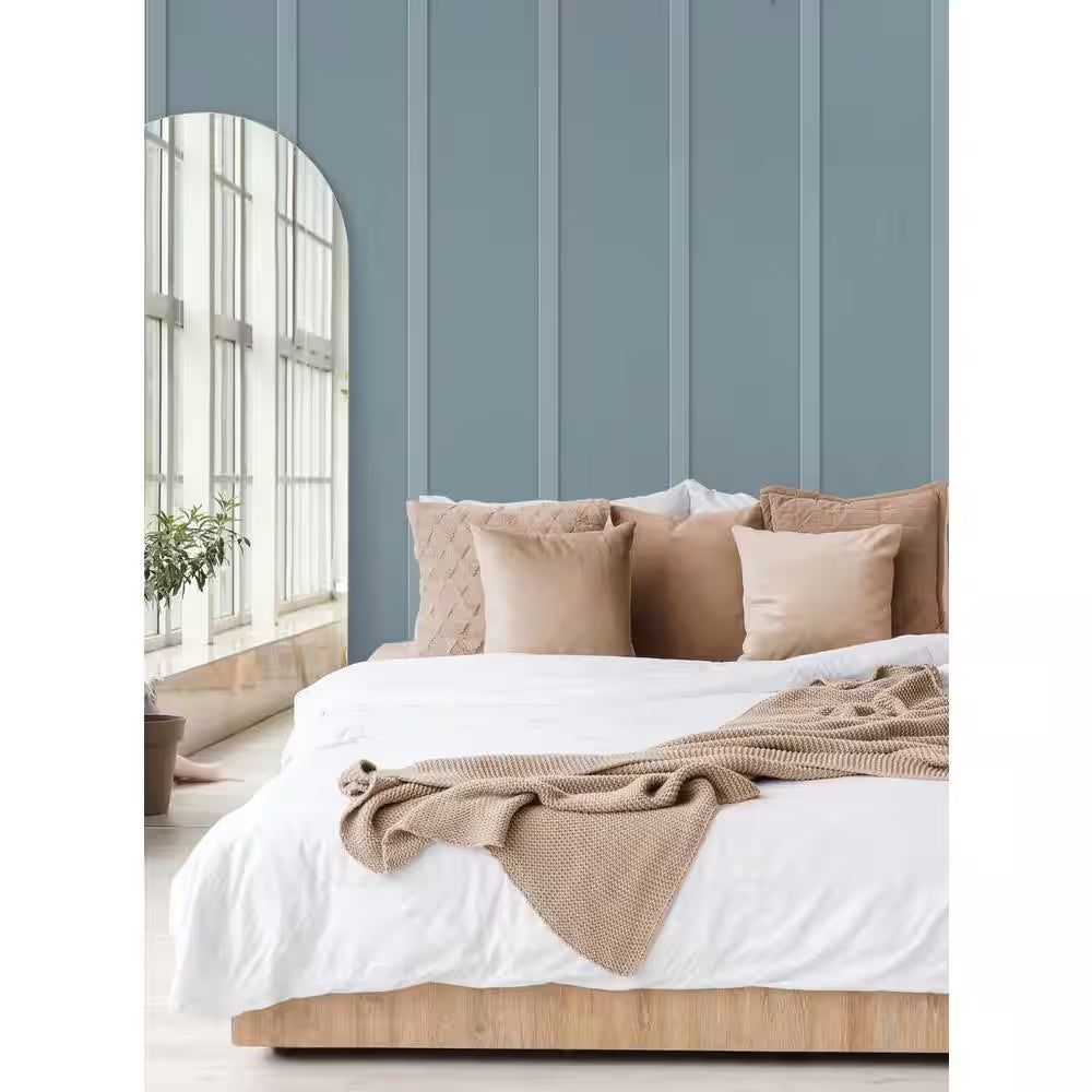 Blue Stream Faux Board and Batten Vinyl Peel and Stick Wallpaper Roll