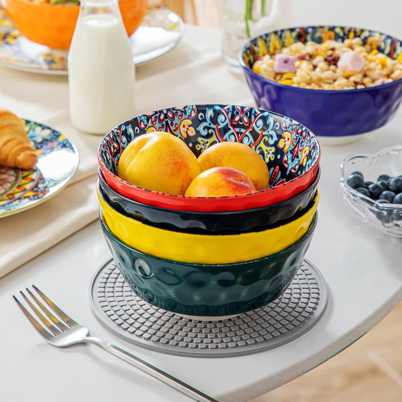 Vancasso Ceramic Bowls Set of 6 – 12oz & 26oz Colorful Cereal, Soup, Salad, Pasta, Oatmeal, and Dessert Bowls, Dishwasher & Microwave Safe