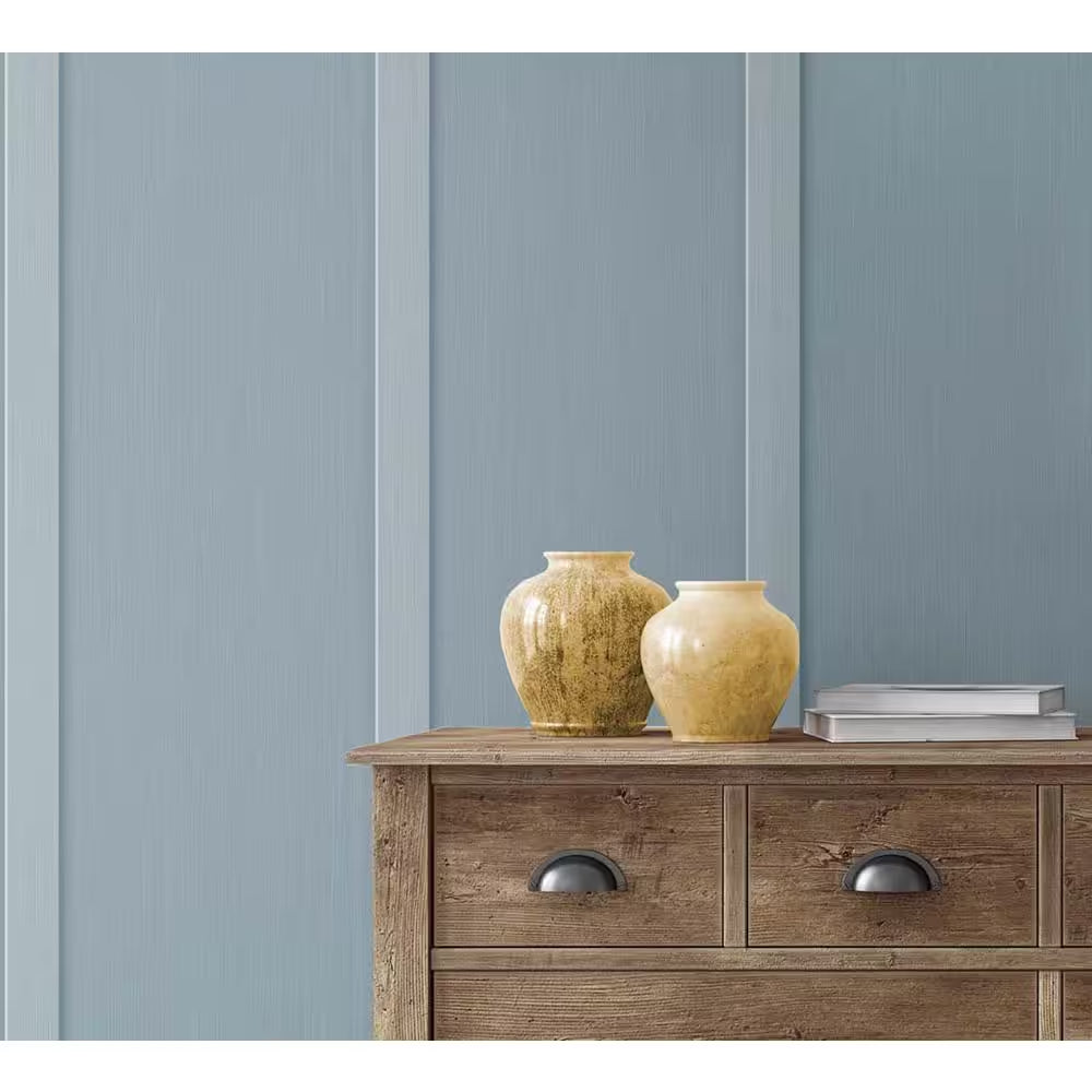 Blue Stream Faux Board and Batten Vinyl Peel and Stick Wallpaper Roll