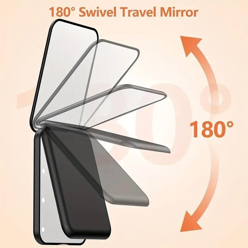 LED Pocket Mirror with Light, 1x/3x Magnification, Compact Travel Makeup Mirror, Foldable Handbag & Purse Friendly